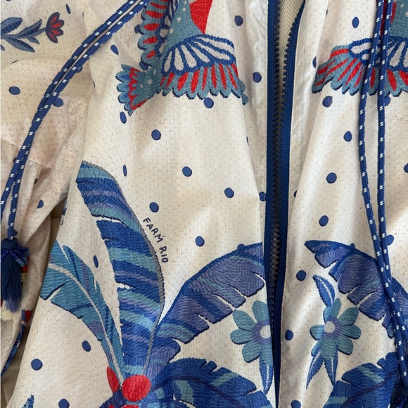 FARM Rio Blue and White Tropical Bomber Jacket - Picture 2 of 7